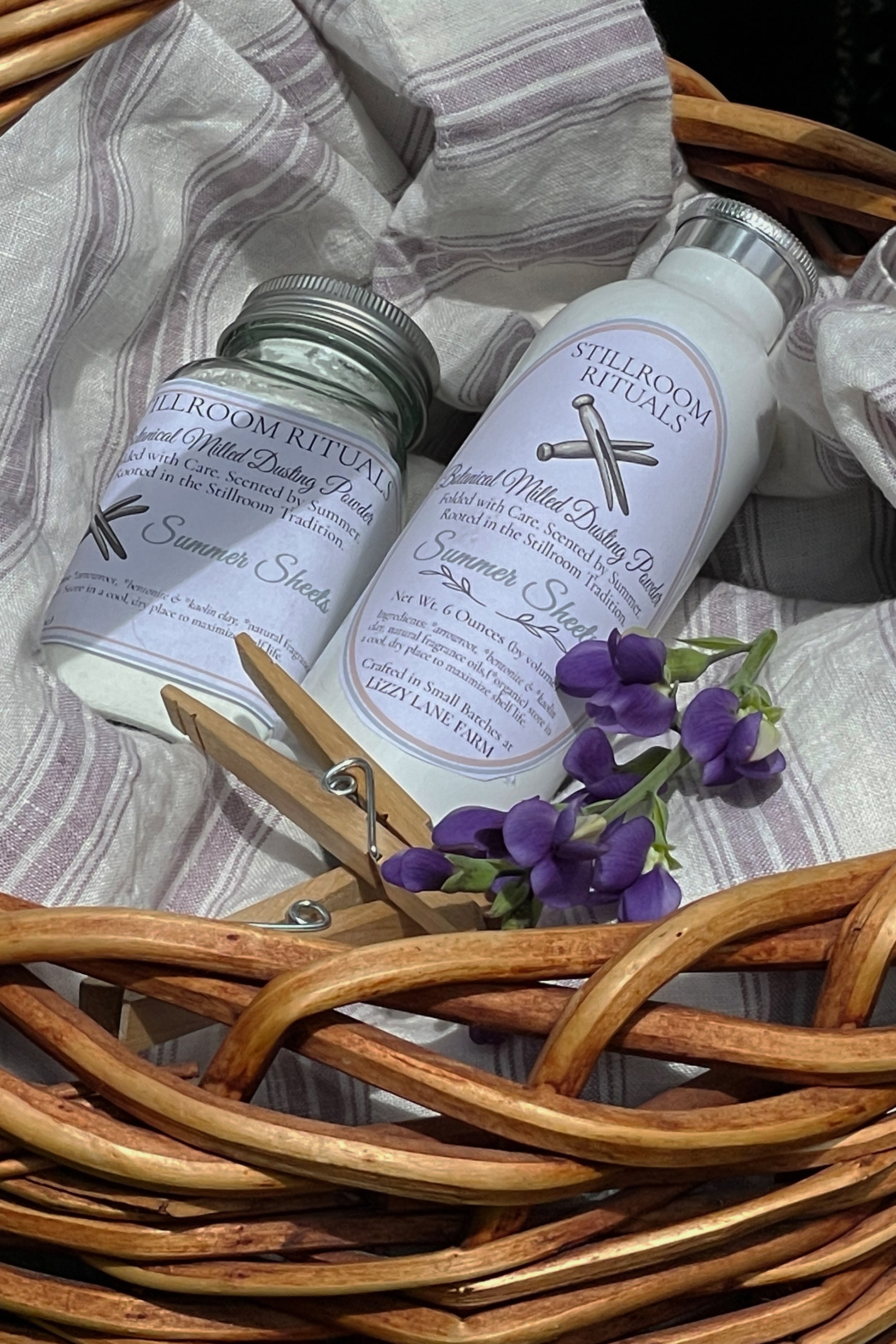 botanical milled natural dusting body powder shaker bottle. Stillroom summer sheets- summer body powder