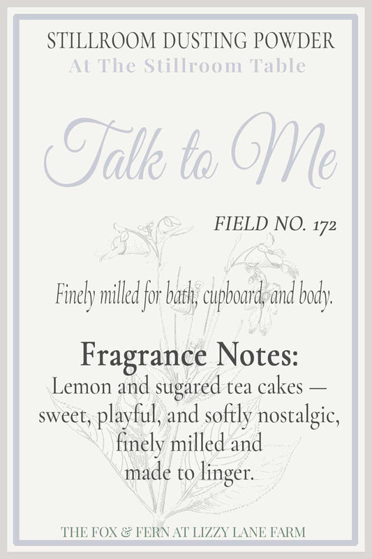 hover card for talk to me dusting powder.