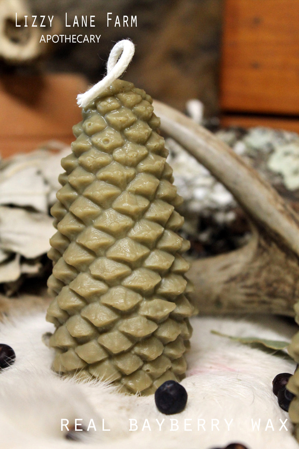 true bayberry wax pine cone candle