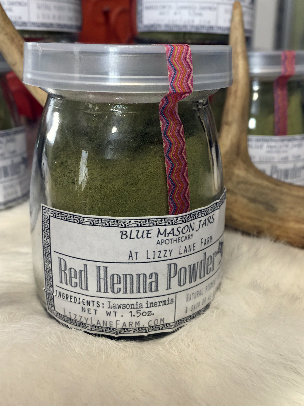 Red Henna Powder- bulk loose in reusable thick glass milk bottle - Lizzy Lane Farm Apothecary
