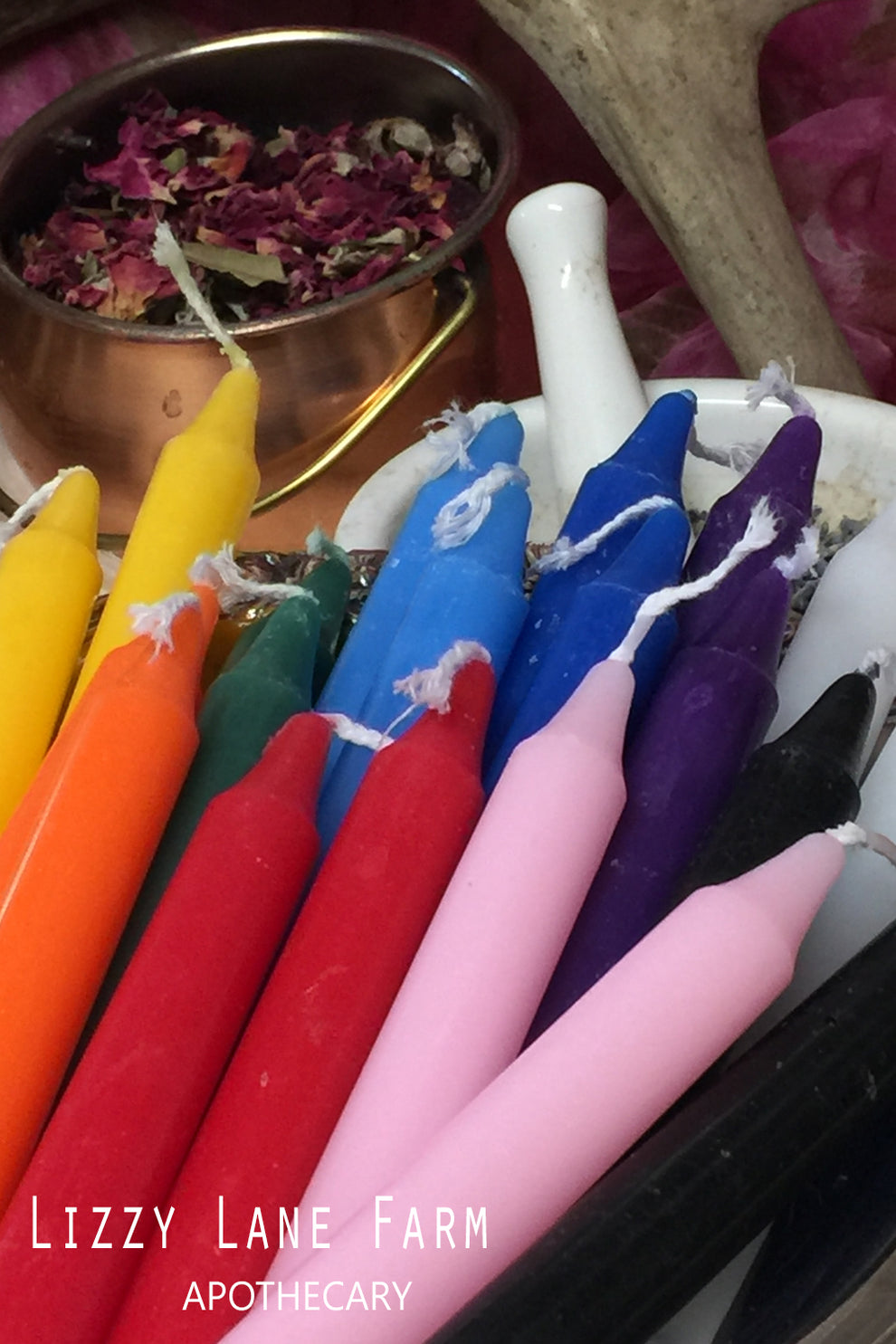 Chime Candles Assorted Set of 20 in Muslin Bag for Candle Magick & Set