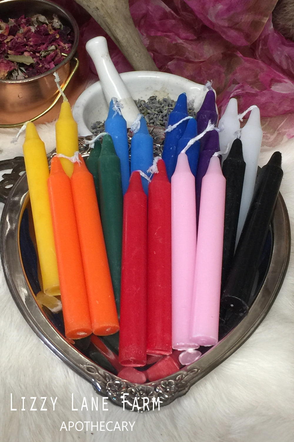 Chime Candles Assorted Set of 20 in Muslin Bag for Candle Magick & Setting Intentions | Mini Ritual Candles