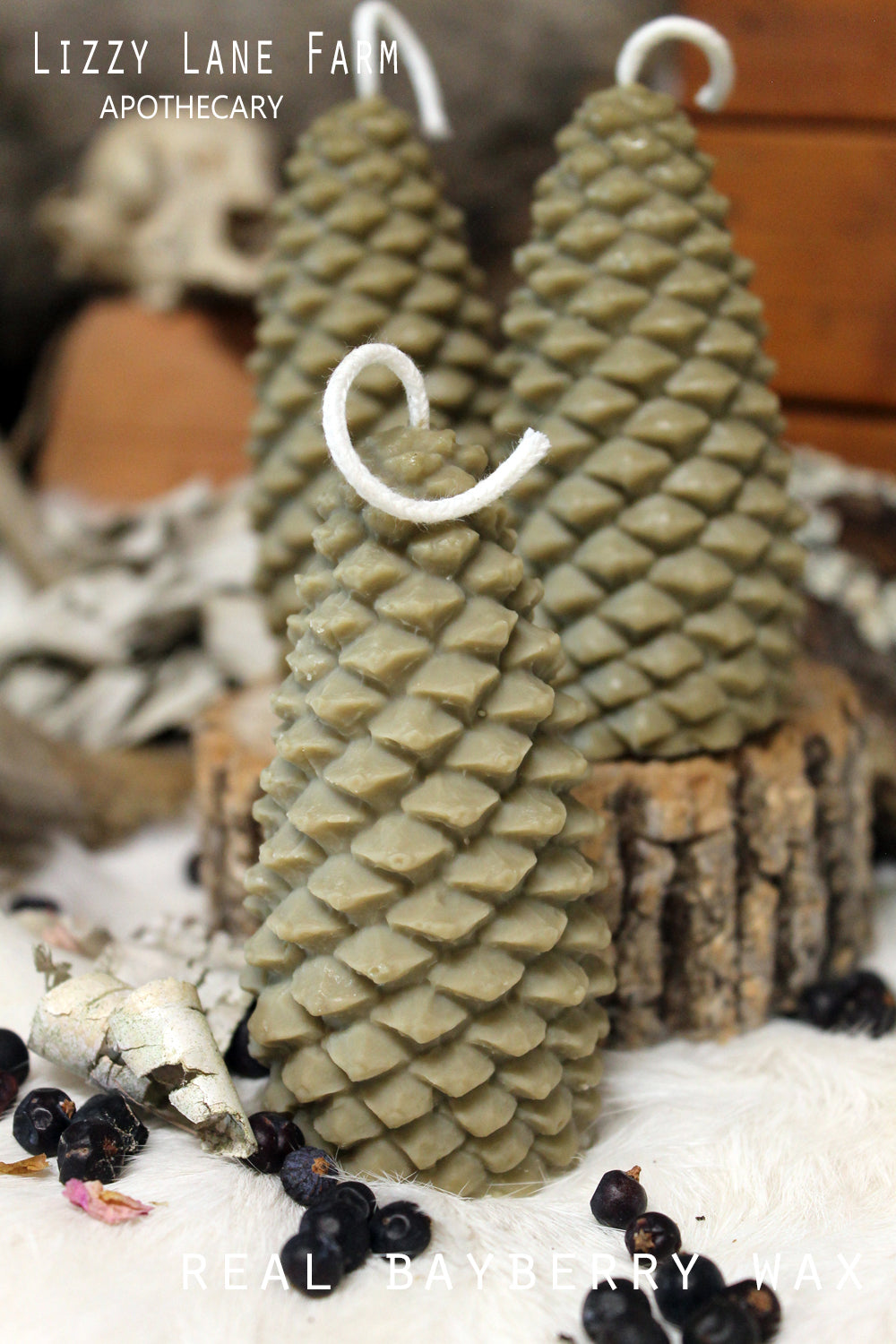real bayberry pine cone tree christmas candle
