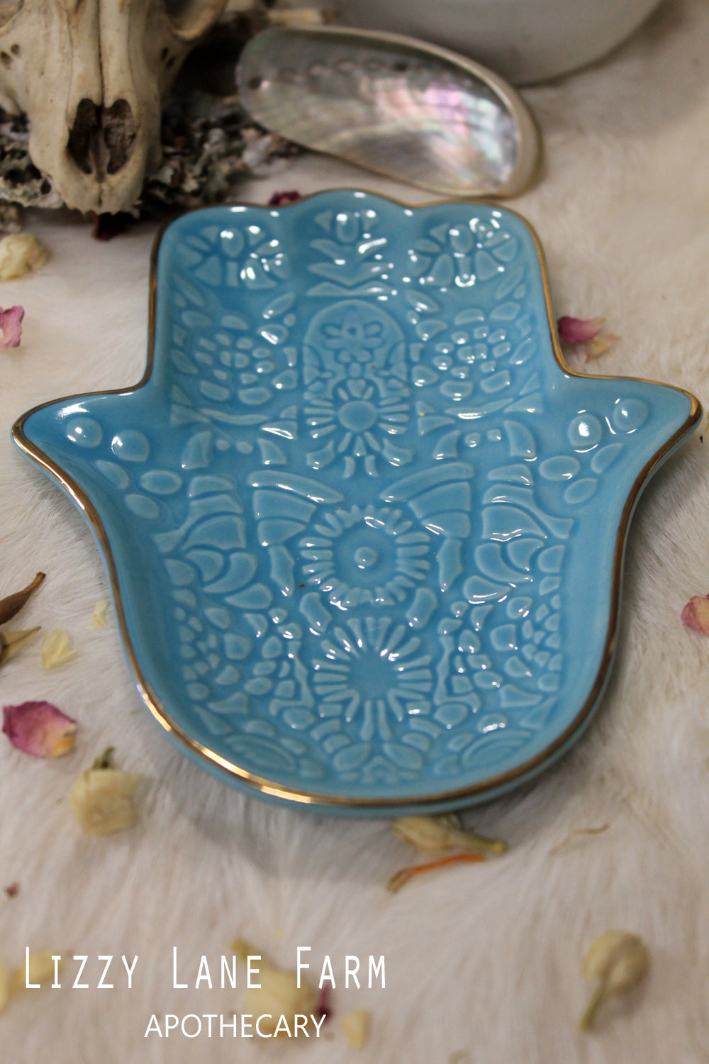 Hamsa Hand Smudge Dish Incense Burner | Brings it's owner happiness, luck, health, and good fortune.