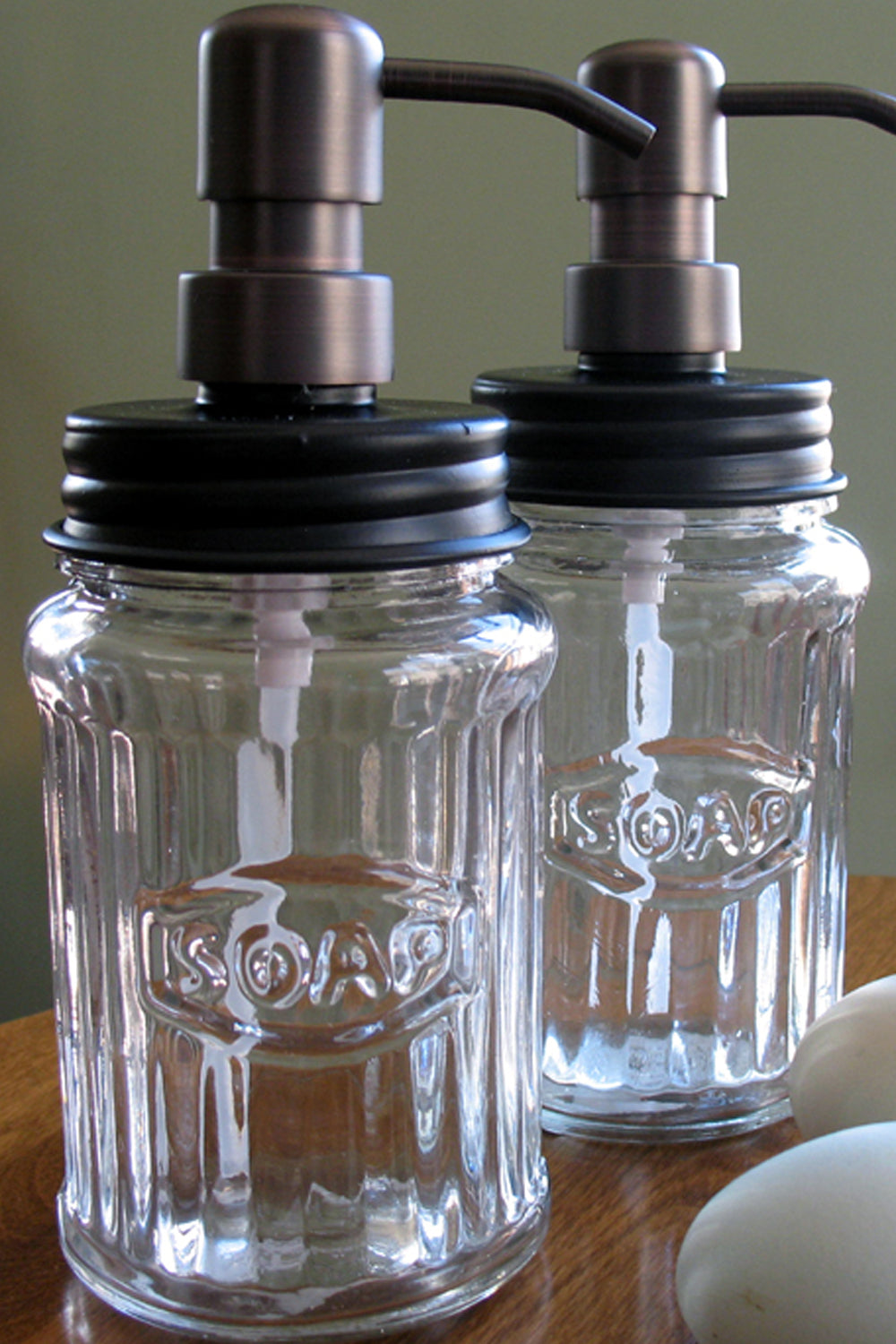 hoosier jar soap dispenser, bronze pump