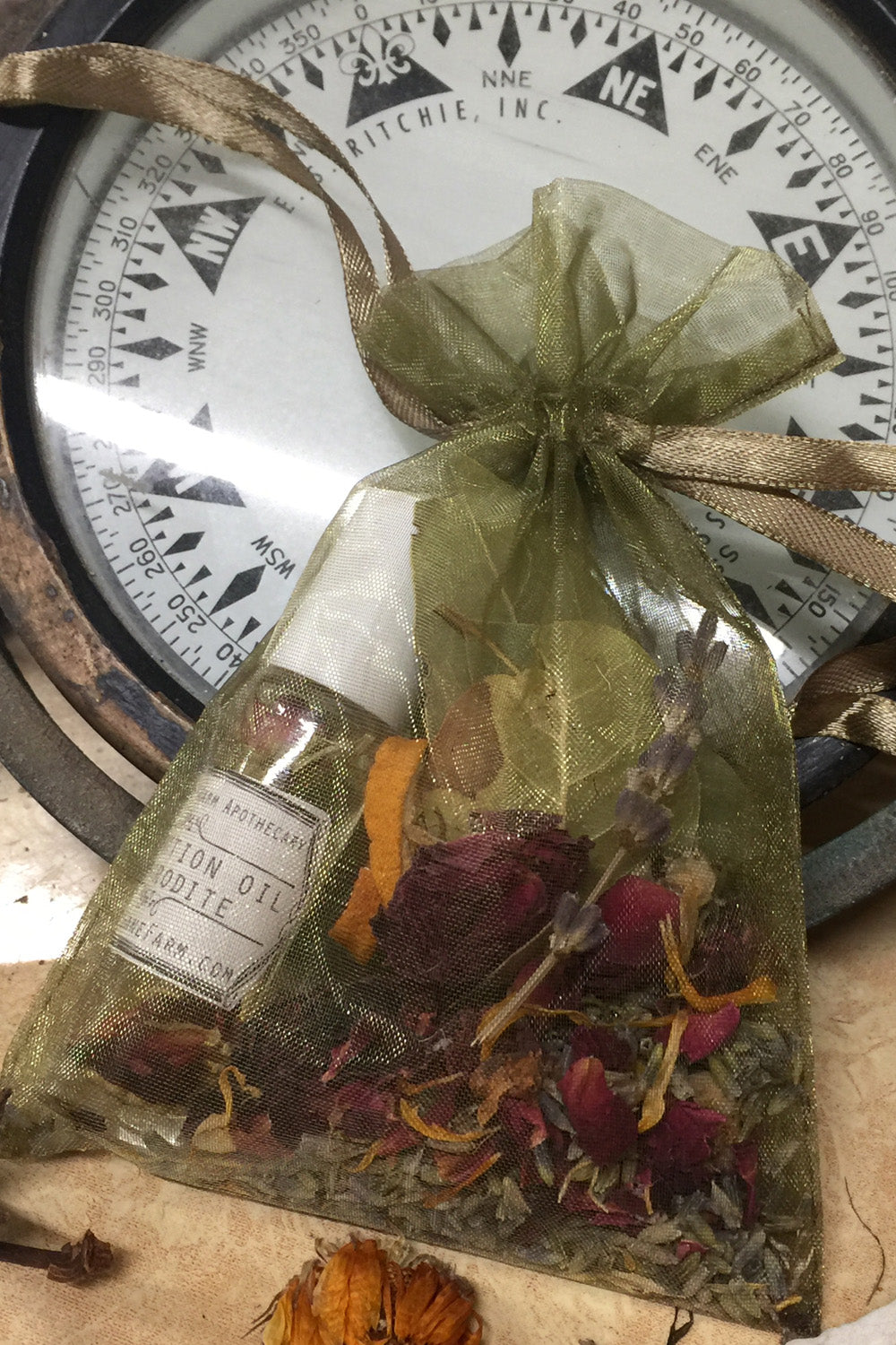 aphrodite intention oil and sachet herb bag