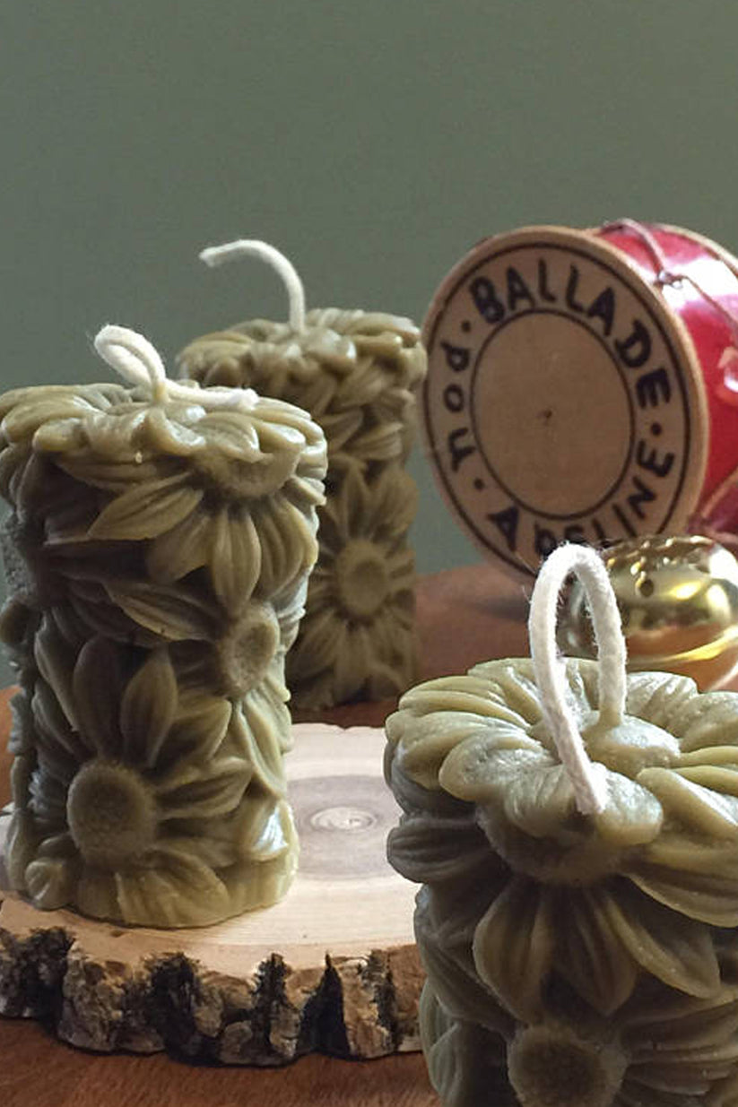 Genuine Bayberry Candle Small Aster Pillar Candle Lizzy Lane Farm