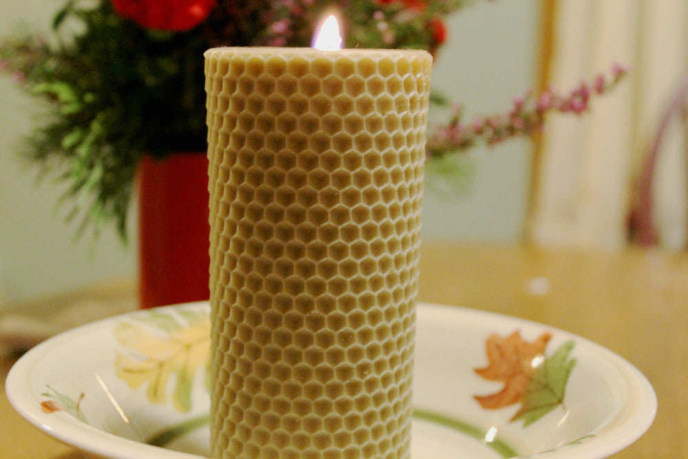 Genuine Bayberry Candle- Honeycomb Pillar Candle - Lizzy Lane Farm Apothecary