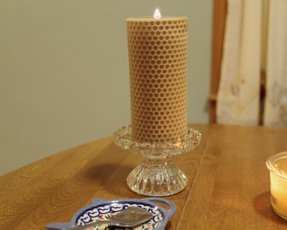 Genuine Bayberry Candle- Honeycomb Pillar Candle - Lizzy Lane Farm Apothecary