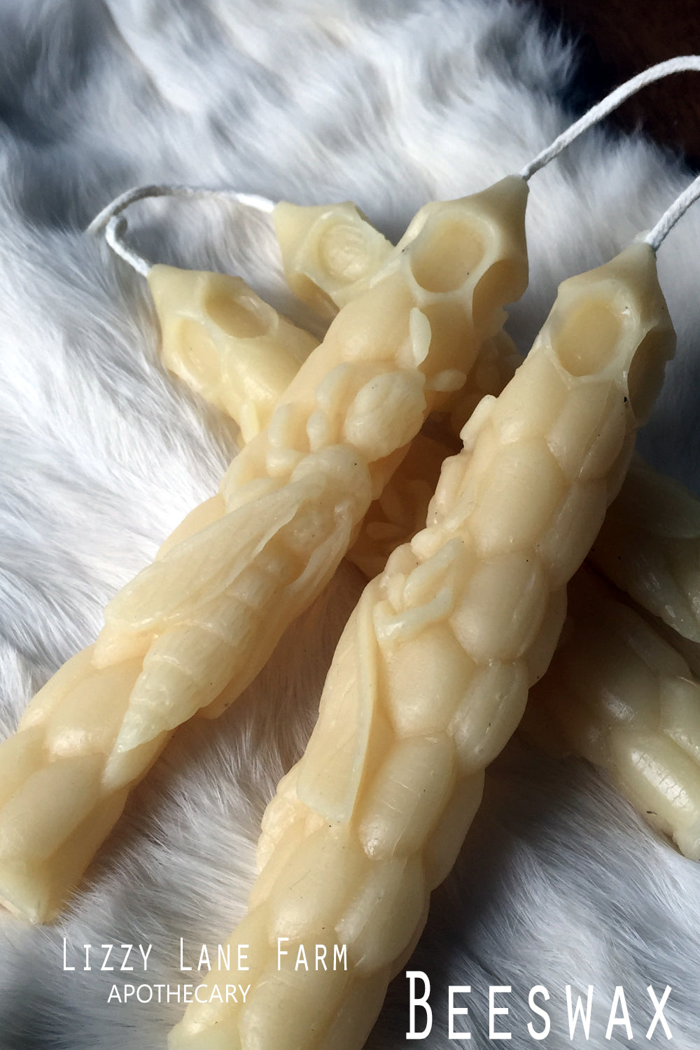 honey bee tapered beeswax candle set