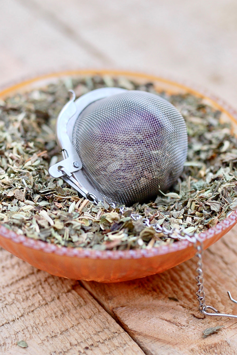 Tea Ball Infuser- large 3" Mesh tea ball- Sunflower and Heart charm ball - Lizzy Lane Farm Apothecary