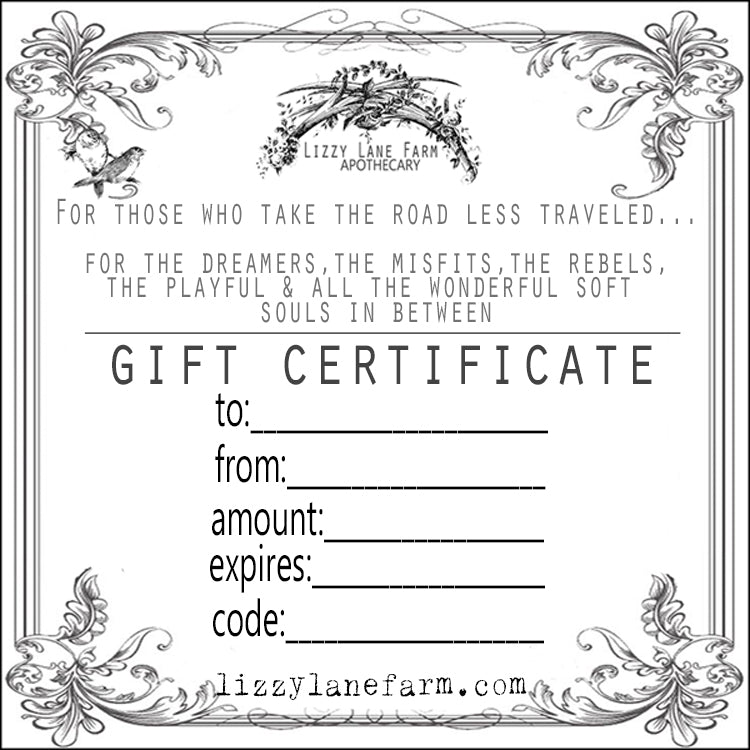 Lizzy Lane Farm Apothecary Gift Card