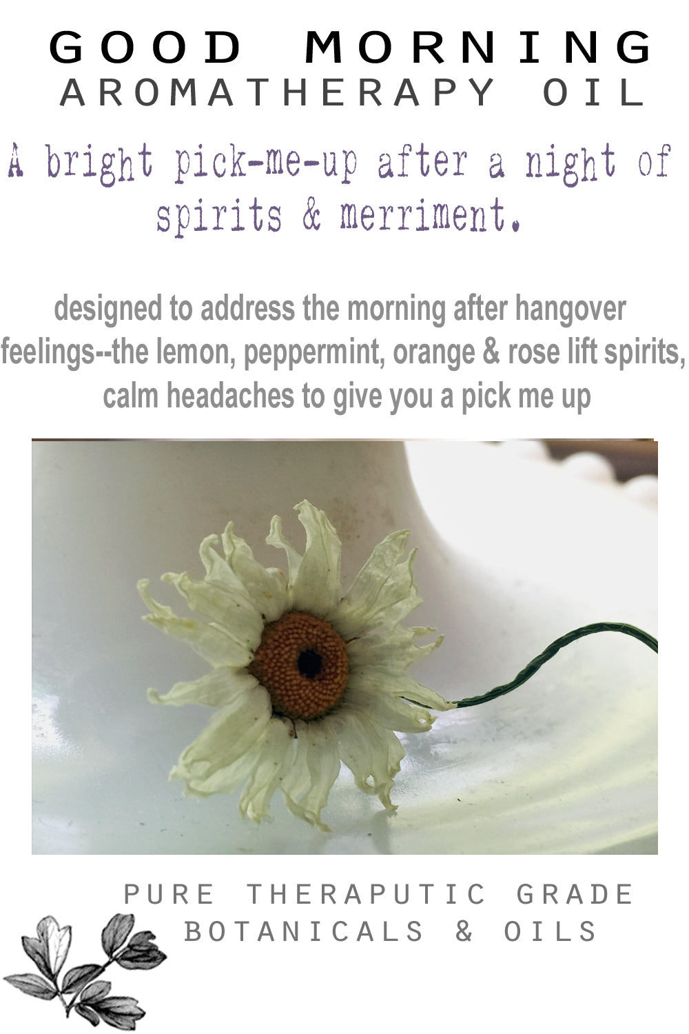 Good Morning Intention Oil- a pick me up after a night of merryment | Roll on Bottle | Aromatherapy Oil | Herbal Sachet | - Lizzy Lane Farm Apothecary