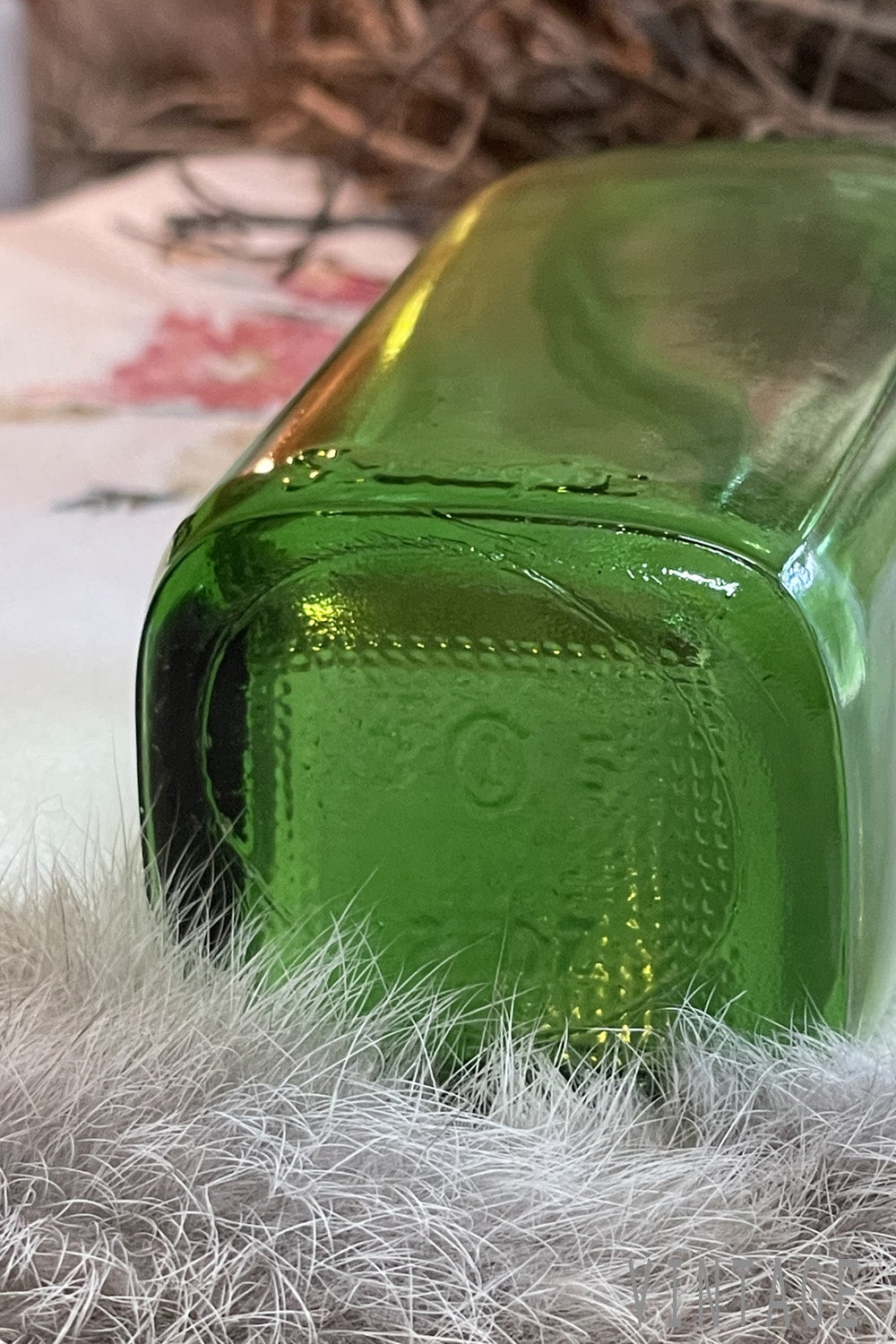 vintage green square apothecary bottle 2 oz