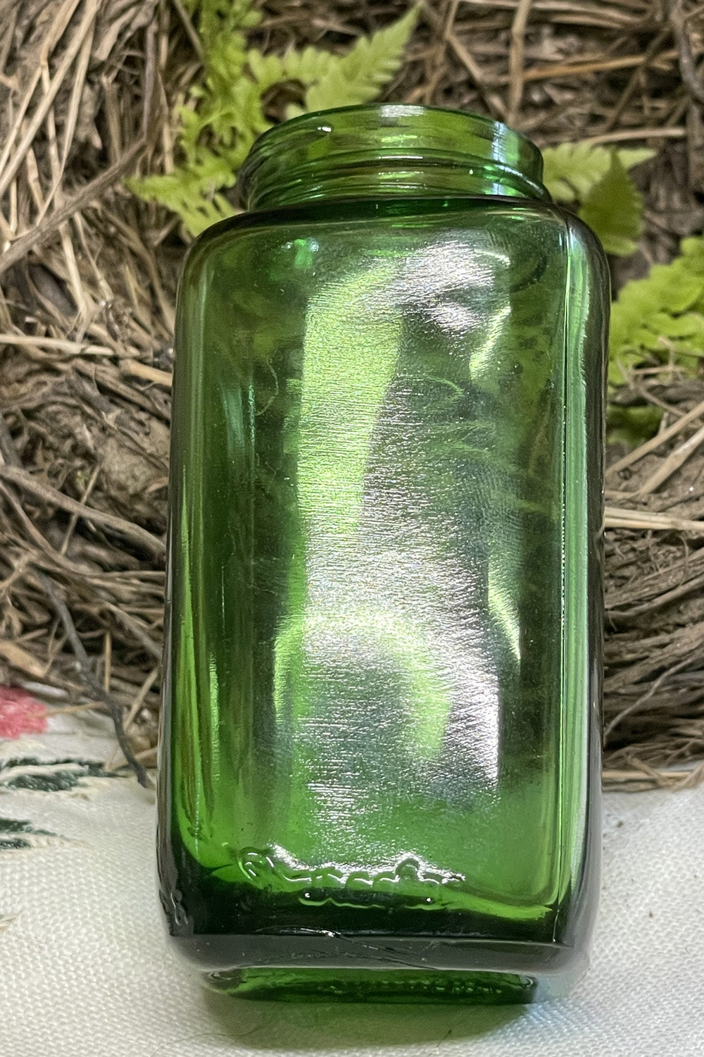 vintage green square apothecary bottle 2 oz
