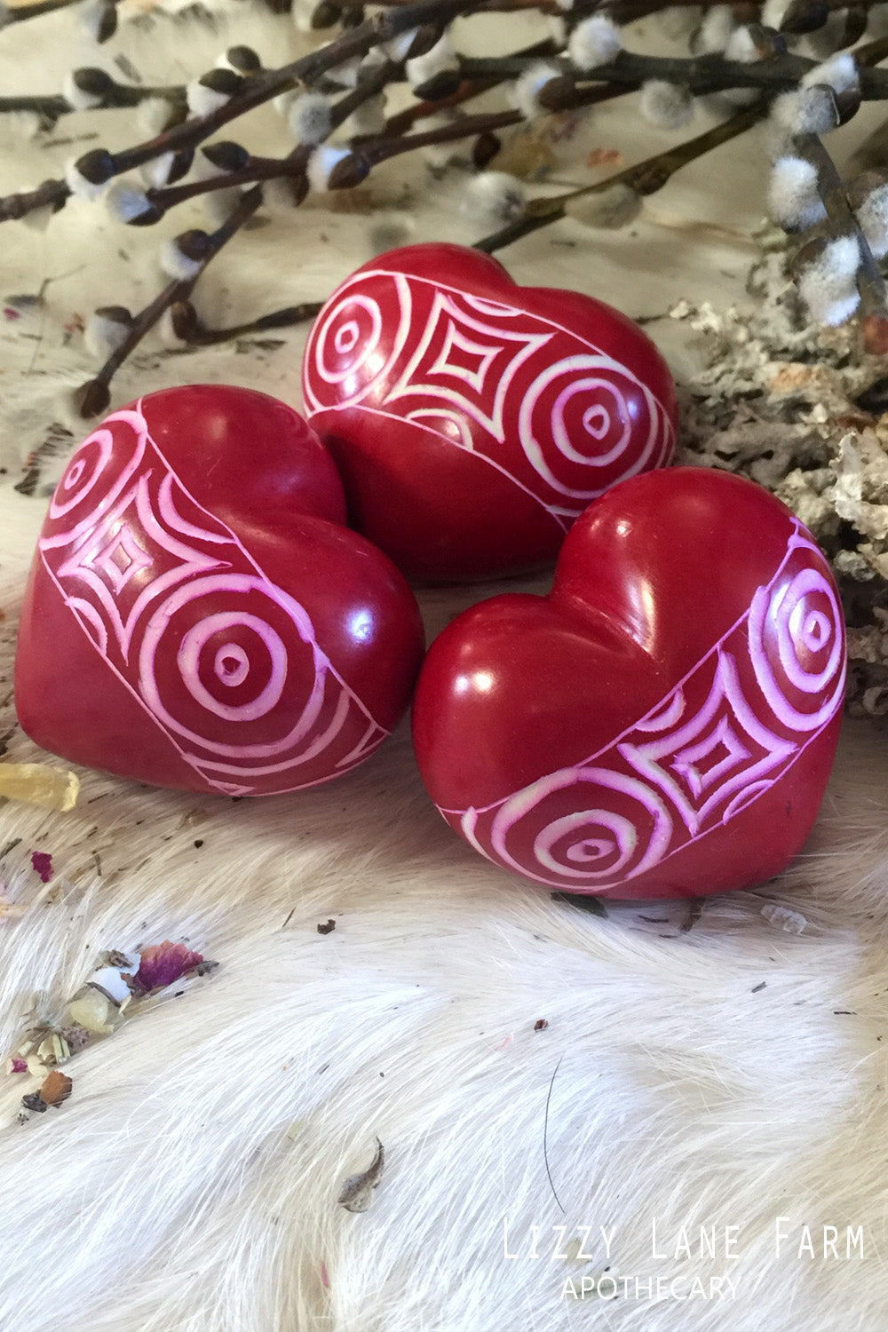 Red Carved Soapstone Heart | Worry Stone | Palm Stone | A peaceful calming stone