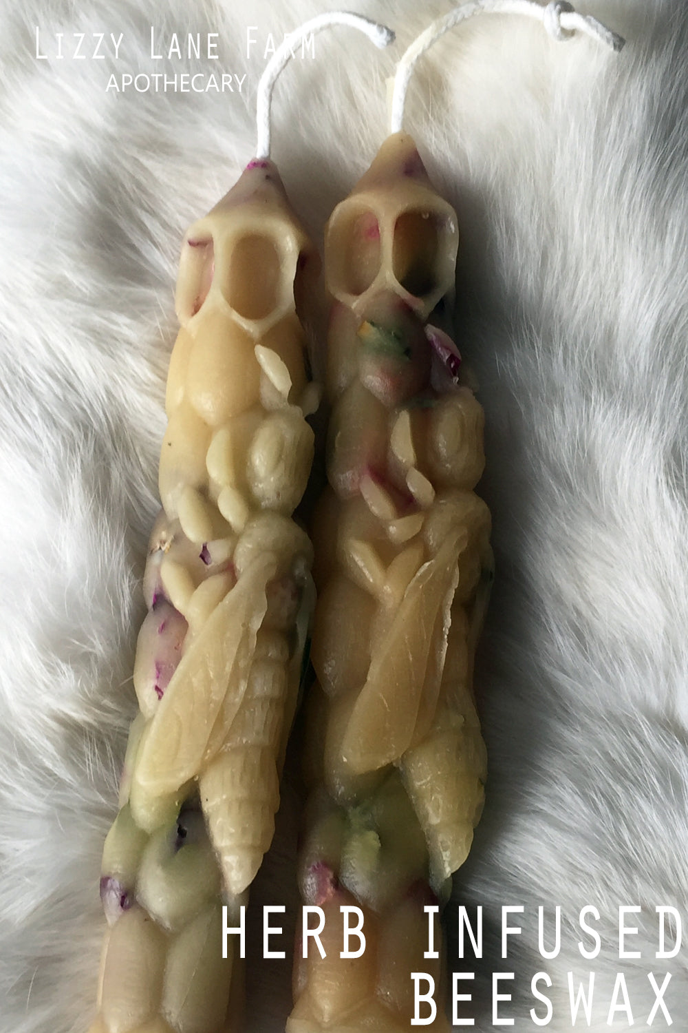 Beeswax Herbal Bee Taper Sculptured Candle Set of 2