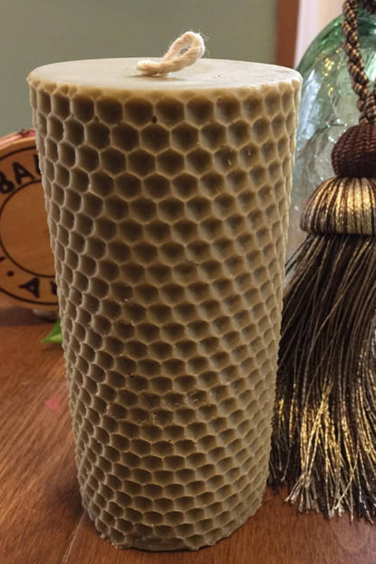 Genuine Bayberry Candle- Honeycomb Pillar Candle - Lizzy Lane Farm Apothecary