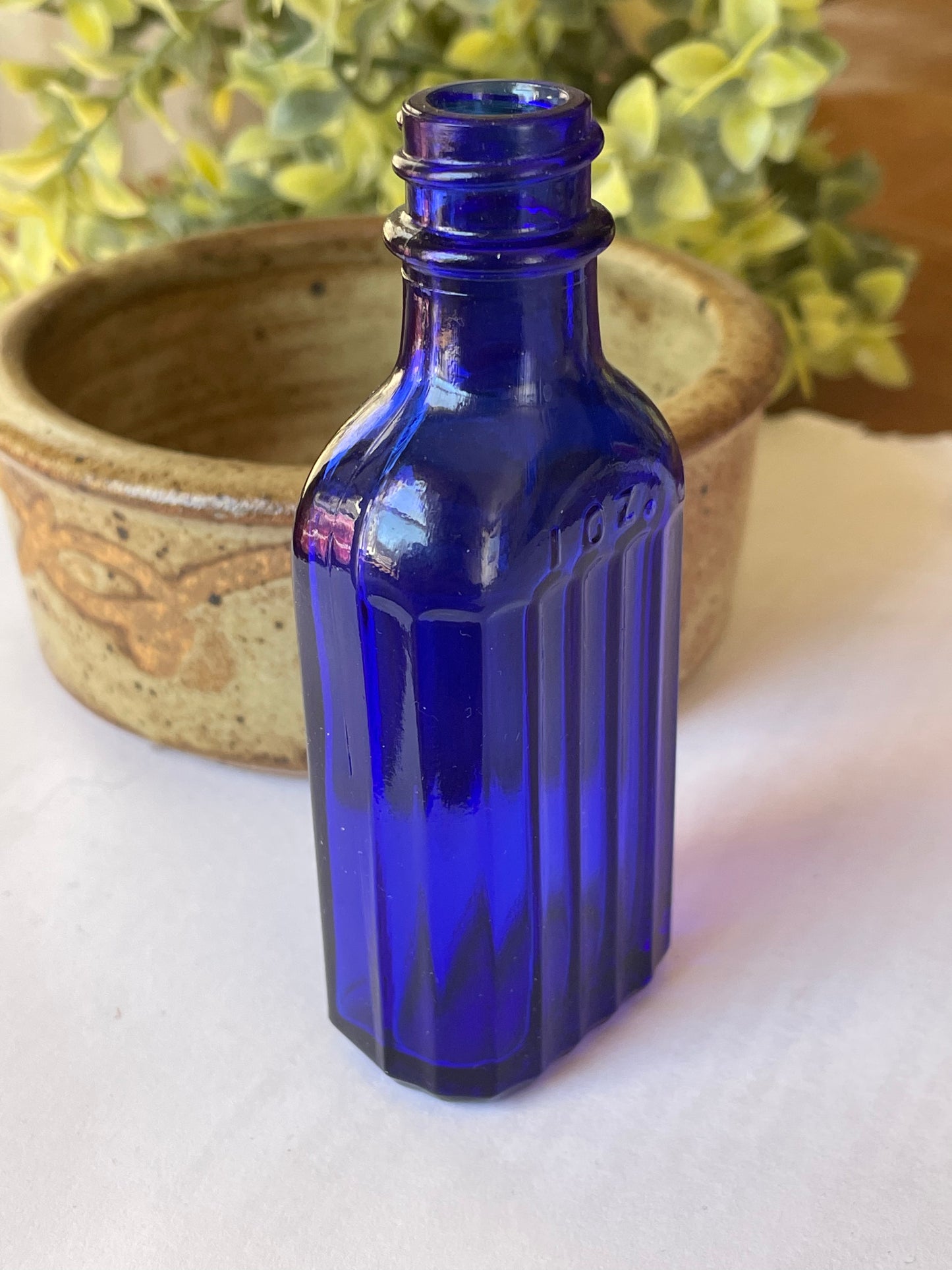 Vintage Poison Bottle- Cobalt Blue Ribbed Panel Iodine Bottle- Small Bottle 1 ounce