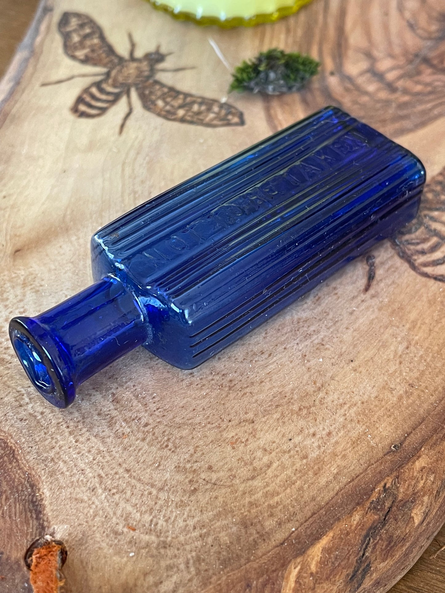 Vintage Poison Bottle- Cobalt Blue Ribbed Panel Iodine Bottle- Small Bottle 1 ounce