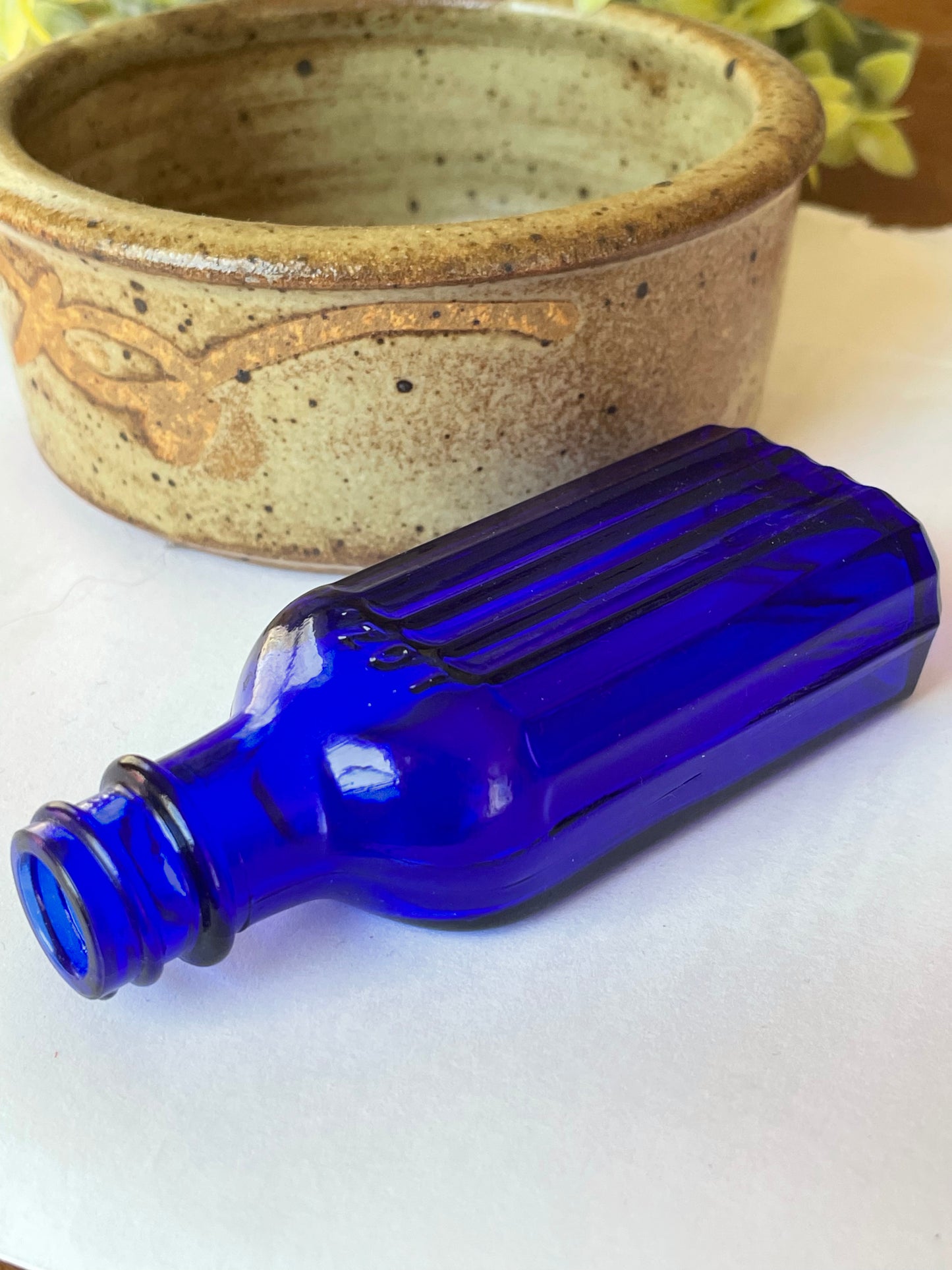 Vintage Poison Bottle- Cobalt Blue Ribbed Panel Iodine Bottle- Small Bottle 1 ounce