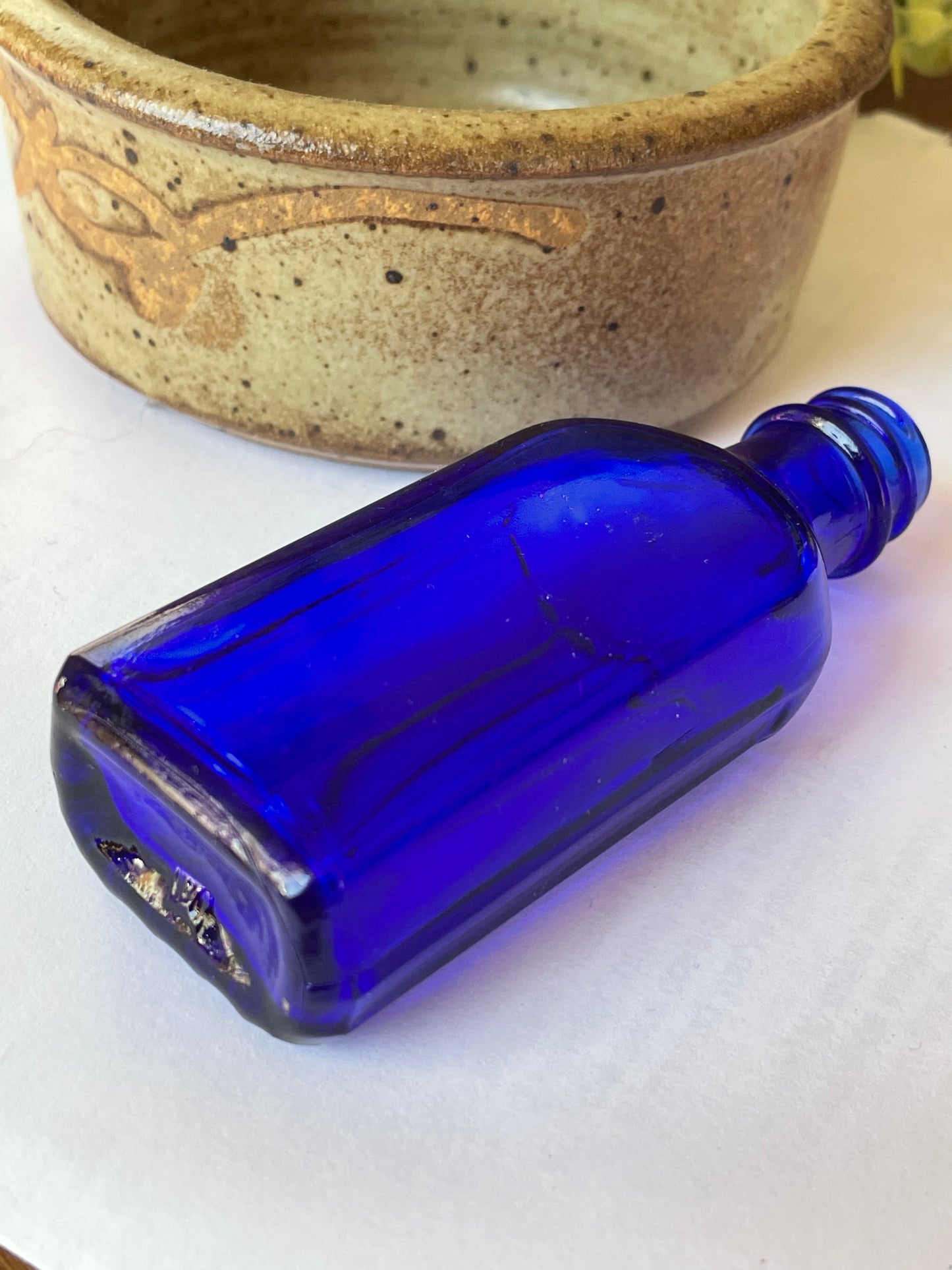 Vintage Poison Bottle- Cobalt Blue Ribbed Panel Iodine Bottle- Small Bottle 1 ounce