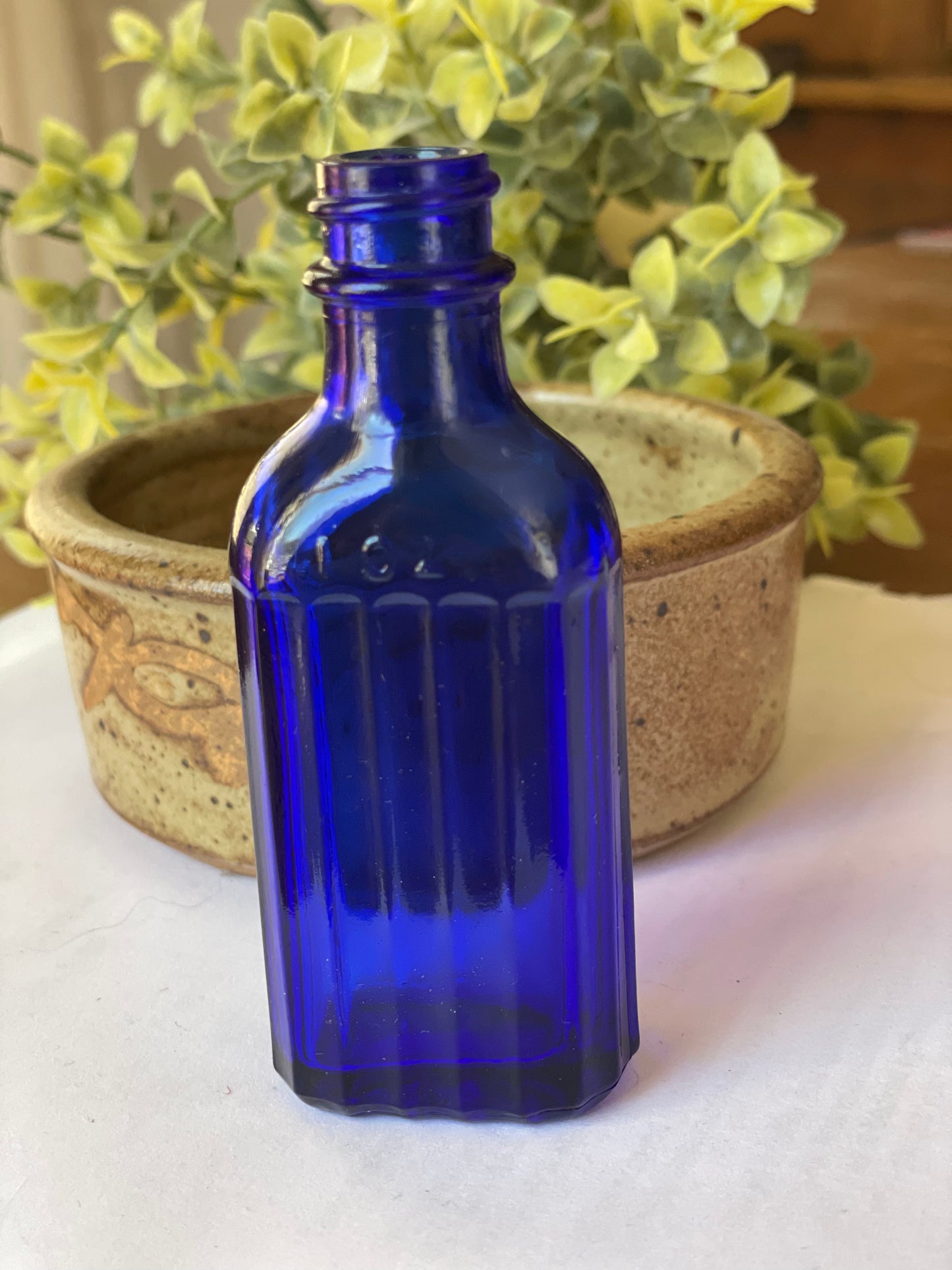 Vintage Poison Bottle- Cobalt Blue Ribbed Panel Iodine Bottle- Small Bottle 1 ounce