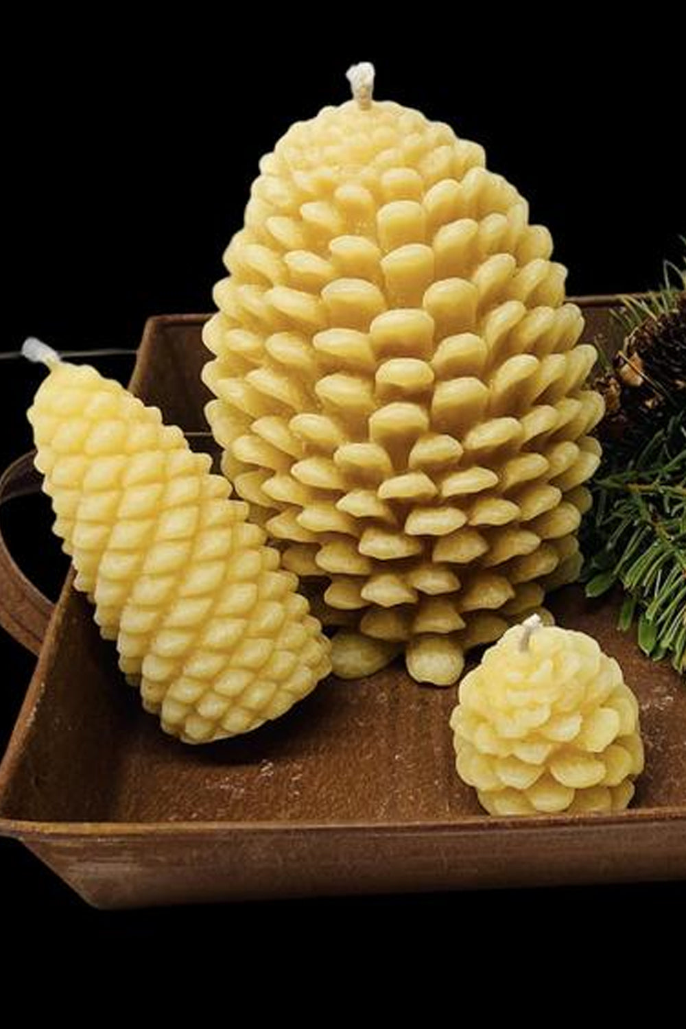 Beeswax Large Pine Cone Candle-pure beeswax - Lizzy Lane Farm Apothecary