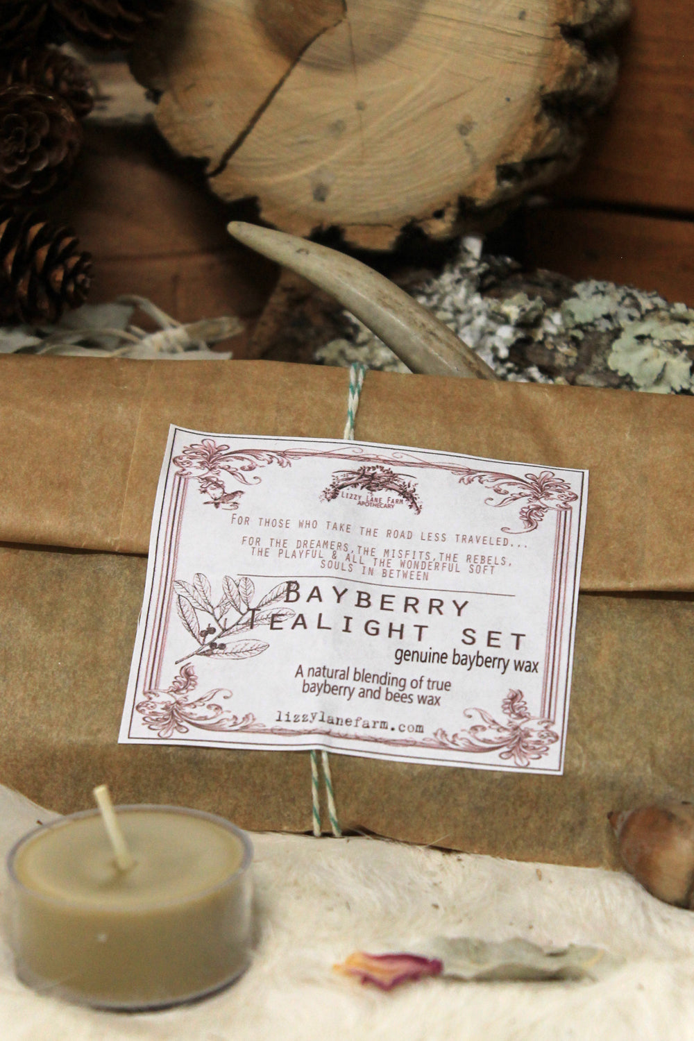 bayberry wax tea light candle-Lizzy Lane Farm