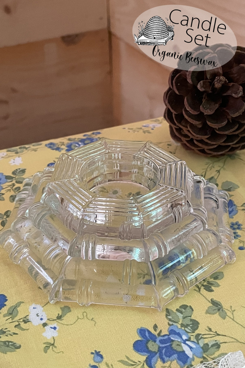 Art Deco Candle Holder- Pressed Glass