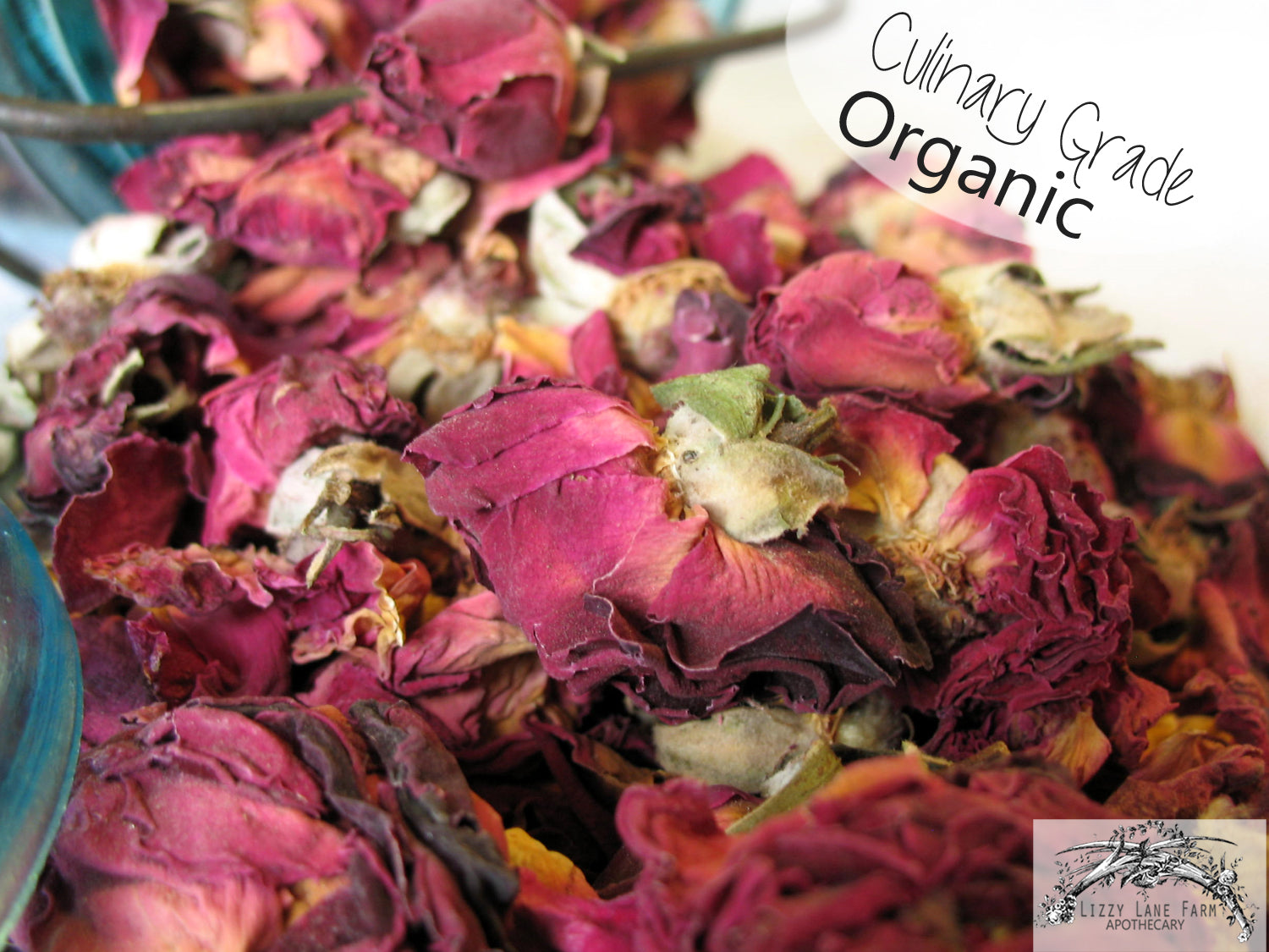 Red Rose Buds & Petals: Organic Loose Dried Rose Buds - Lizzy Lane Farm Apothecary