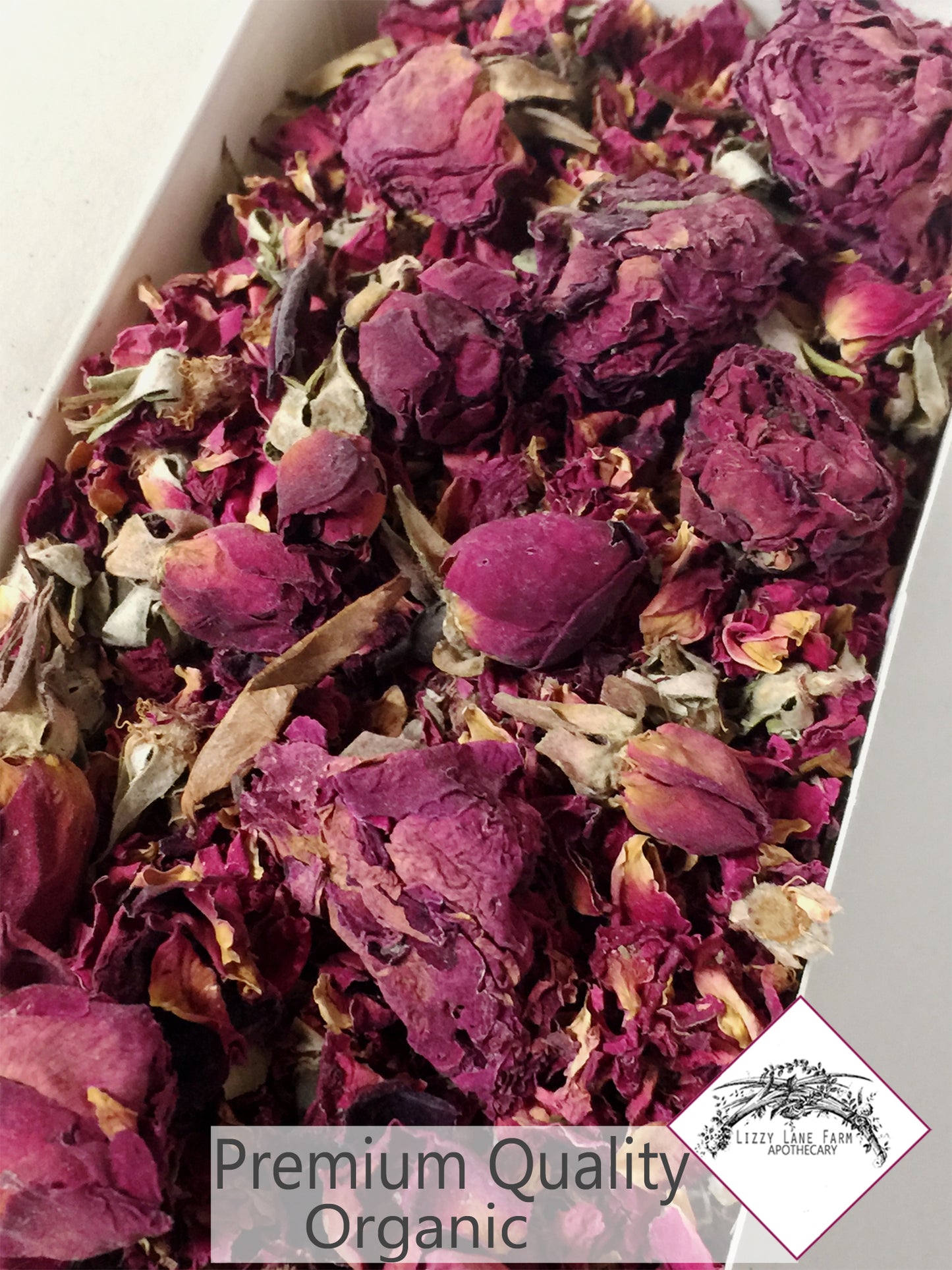 Red Rose Buds & Petals: Organic Loose Dried Rose Buds - Lizzy Lane Farm Apothecary