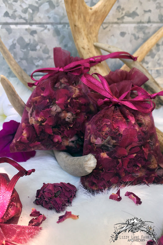 Herbal Sachets- Rose Buds and Petals - Lizzy Lane Farm Apothecary
