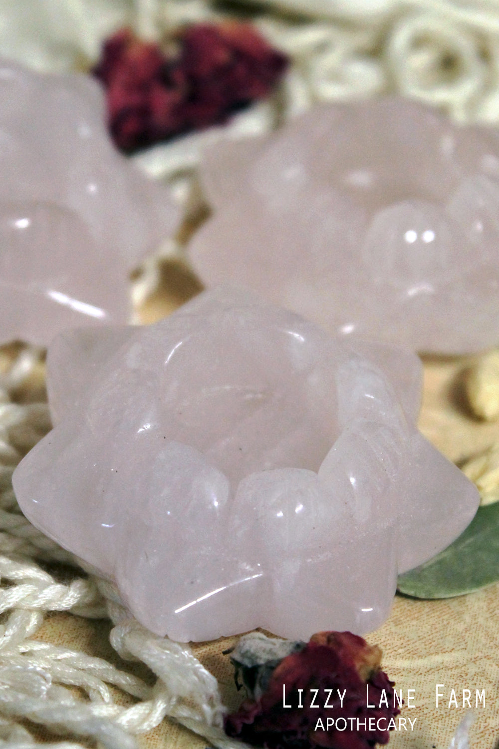 Rose Quartz Lotus Talisman Stone