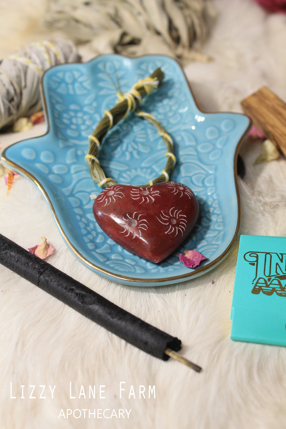 Hamsa Hand Smudge Kit | Brings it's owner happiness, luck, health, and good fortune.