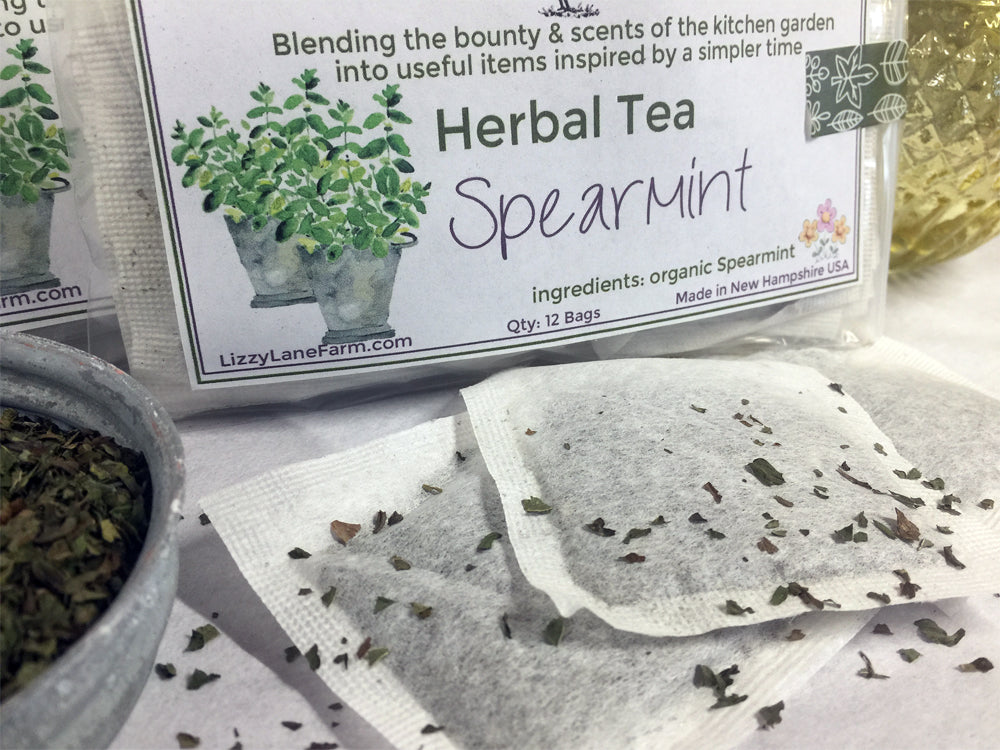 Spearmint Leaf- Loose Spearmint Dried Herb (Mentha spicata) Spearmint tea bags--Organic Spearmint - Lizzy Lane Farm Apothecary