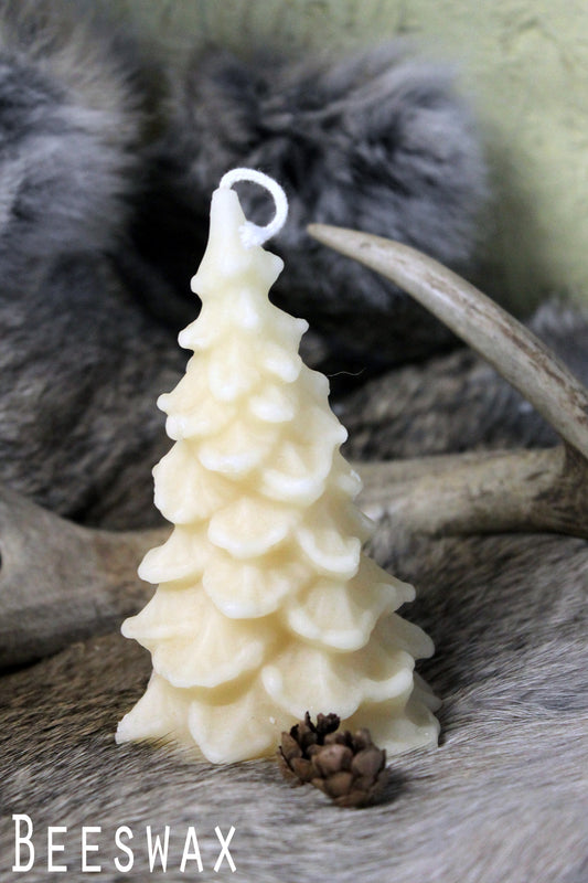 Beeswax Spruce Tree Candle-Christmas Tree Candle - Lizzy Lane Farm Apothecary
