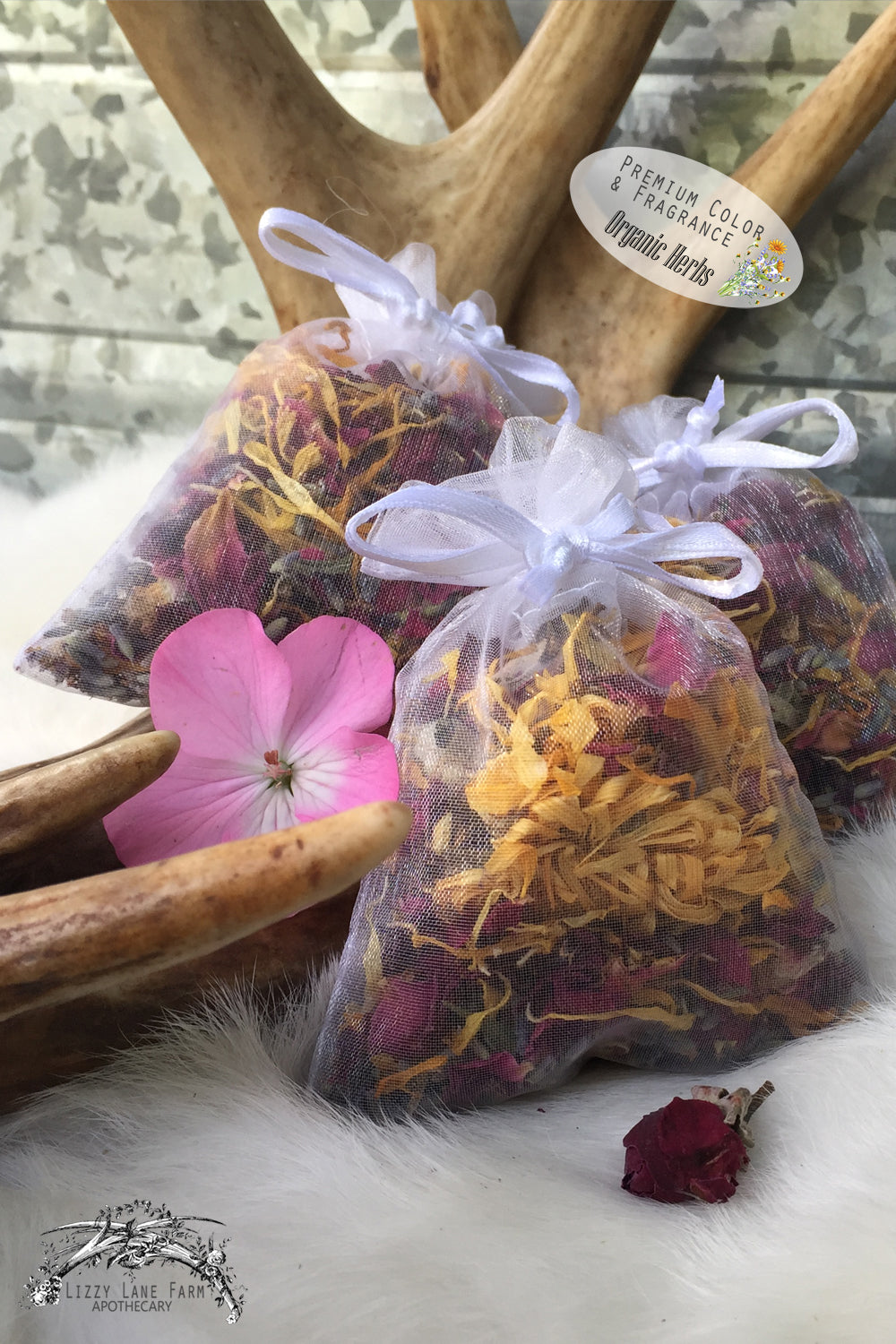 herbal sachets- organza sachet party favors - Lizzy Lane Farm Apothecary
