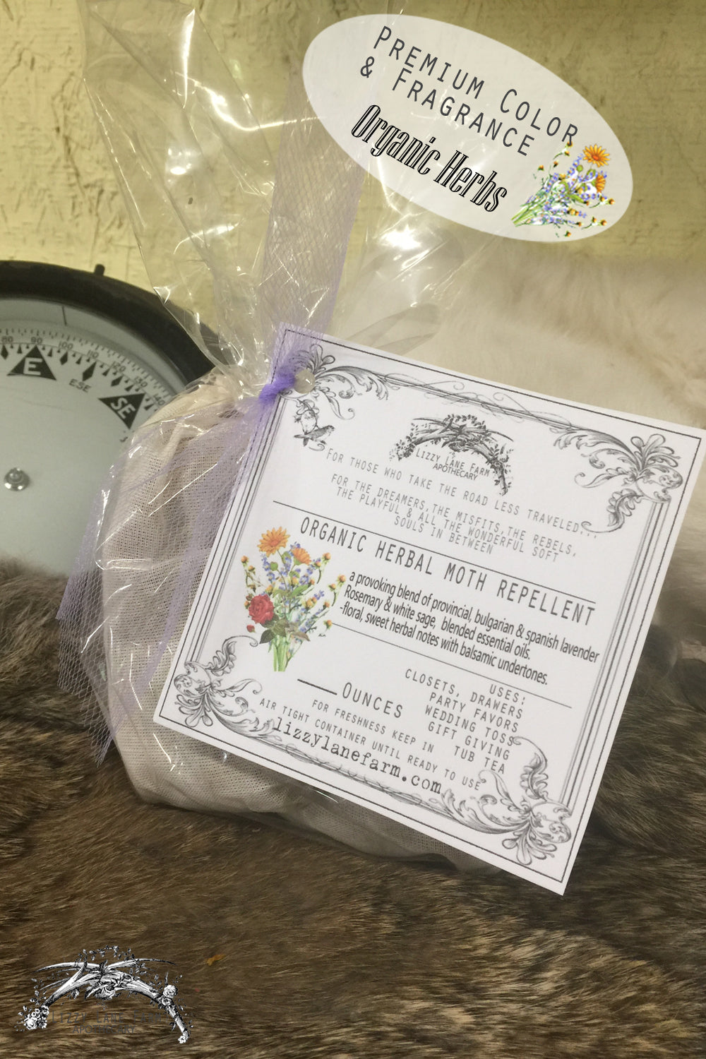 Organic Herbal Moth Repellent Sachet Sets - Lizzy Lane Farm Apothecary