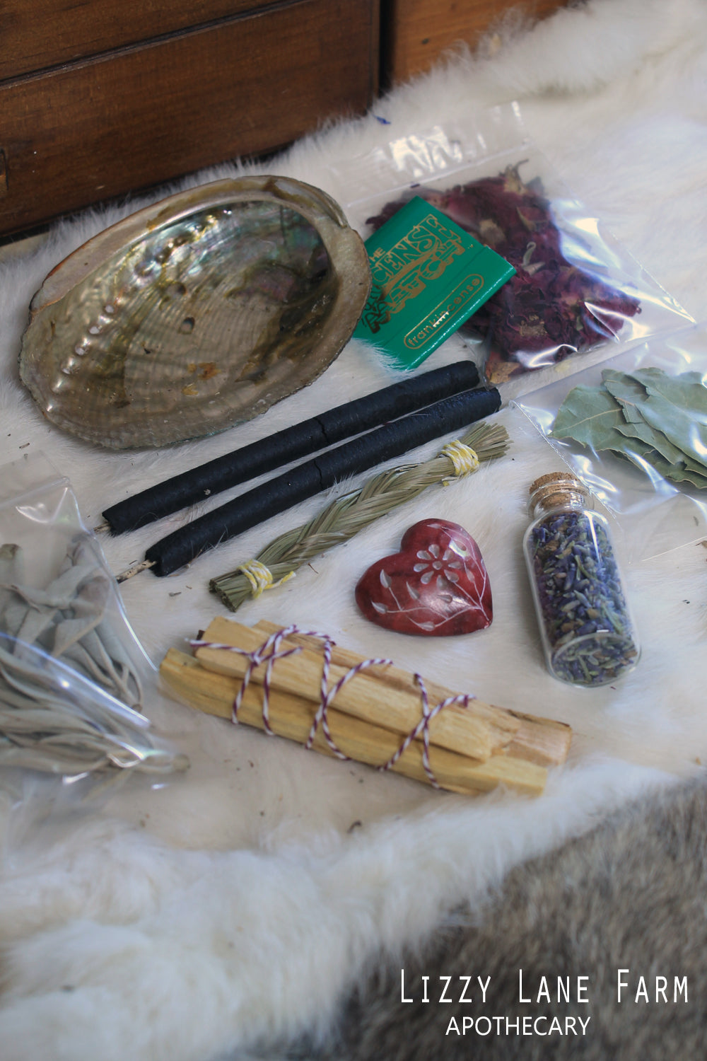 White Wicker Basket Travel Smudge Set • Happiness Sacred Smoke Kit •